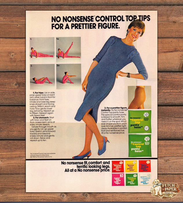 No Nonsense Control Top Working Woman Legs 1980s Magazine Print Ad 1981