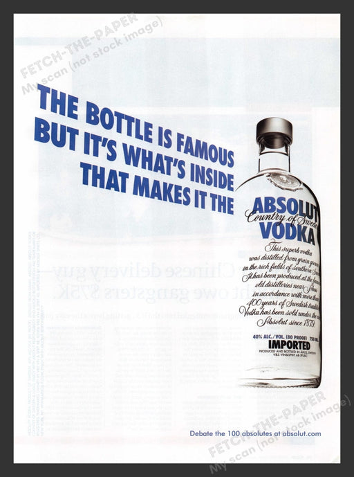 2000s Absolut Vodka Bottle Alcohol Print Advertisement Ad 2006