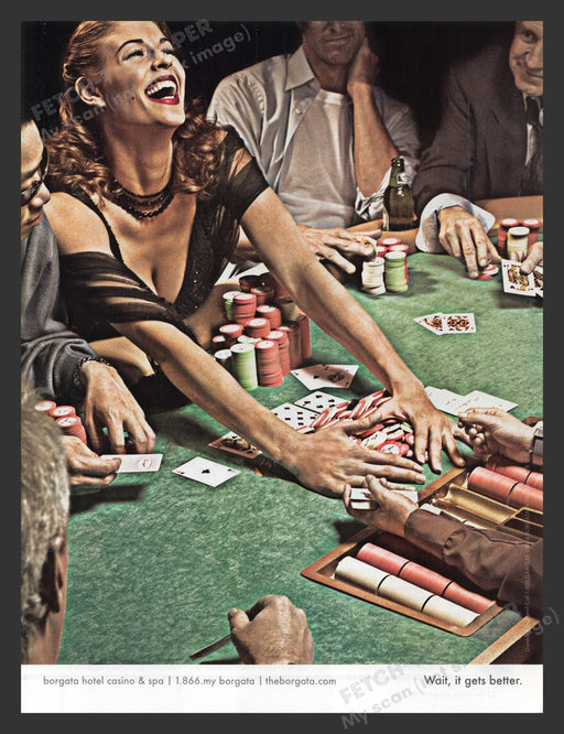 2000s Borgata Hotel Casino & Spa Woman Playing Poker Print Advertisement Ad 2006