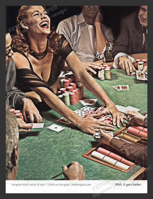 2000s Borgata Hotel Casino & Spa Woman Playing Poker Print Advertisement Ad 2006
