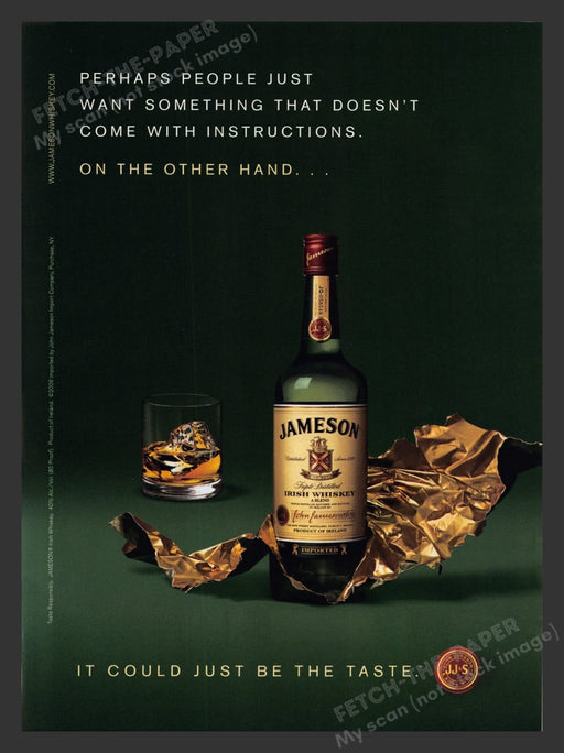 2000s Jameson Irish Whiskey No Instructions Alcohol Print Advertisement 2006