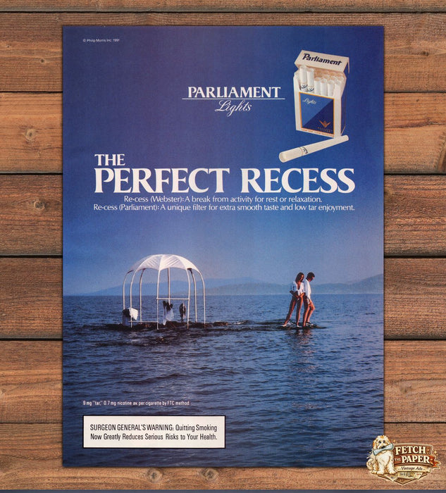 Parliament Lights Perfect Recess Couple On Water Lake Print Ad 1991 1990s