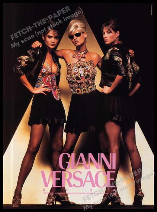 Gianni Versace 1990s Print Advertisement Valletta Evangelista Turlington