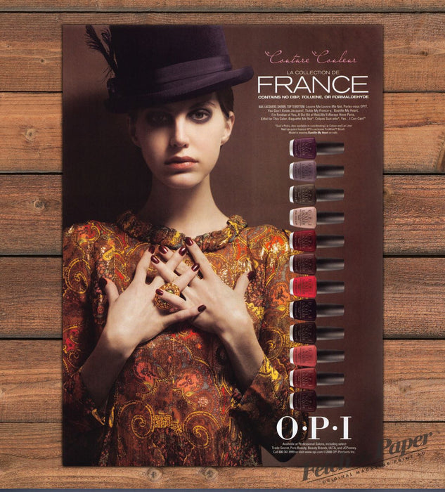 OPI La Collection de France Nail Lacquer Woman Feather Hat Print Ad 2008 2000s