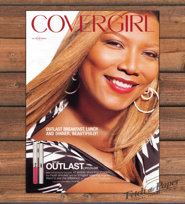 Covergirl Queen Latifah Outlast Lipcolor Long Blonde Hair Print Ad 2008 2000s