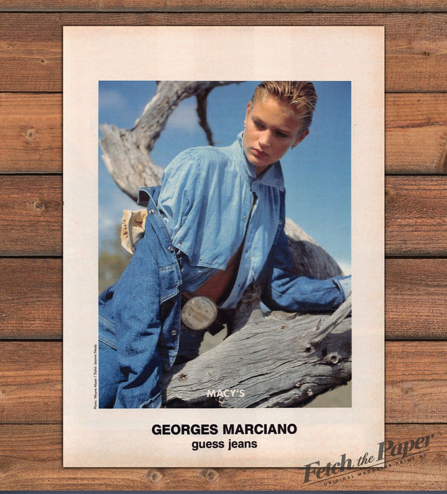 Georges Marciano Guess Jeans Blonde Hair Denim Jacket Print Ad 1985 1980s