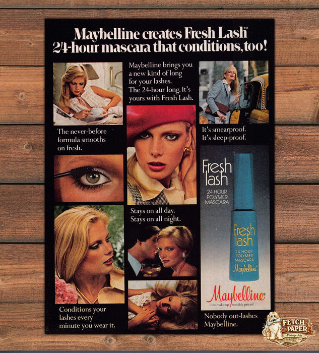 Maybelline Fresh Lash 24 Hour Mascara Smearproof Sleepproof Print Ad 1978 1970s
