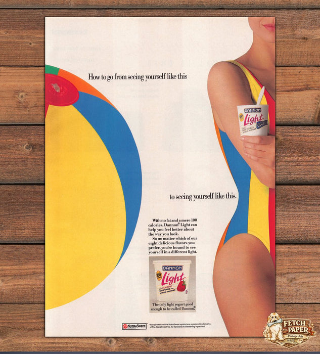 Dannon Light Yogurt Beach Ball Swimsuit Leg Print Ad 1991 1990s