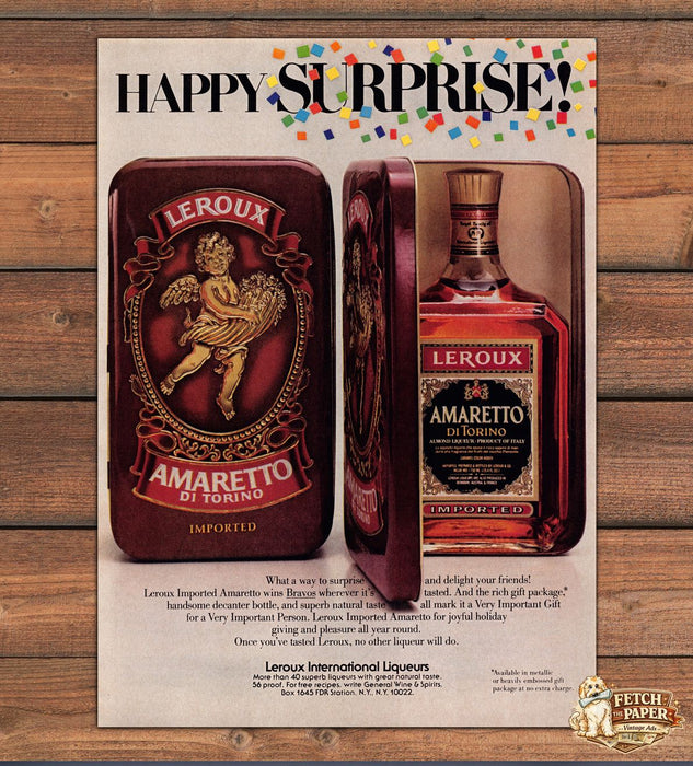 Leroux Amaretto di Torino Imported Liqueur Print Ad 1981 1980s