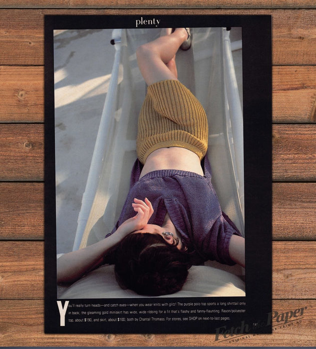 Hammock Gold Ribbed Miniskirt Purple Knit Top Legs Magazine Photo 1985 1980s