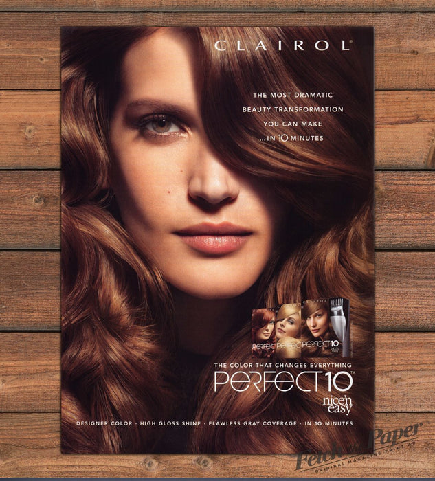 Clairol Perfect 10 Nice 'n Easy Hair Color Auburn Waves Print Ad 2008 2000s