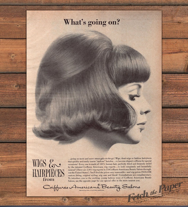 Coiffures Americana Wigs Hairpieces Bouffant Profile Hairdo Print Ad 1965 1960s