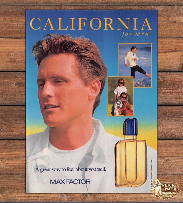 Max Factor California For Men Cologne Beach Splash Family Print Ad 1991 1990s