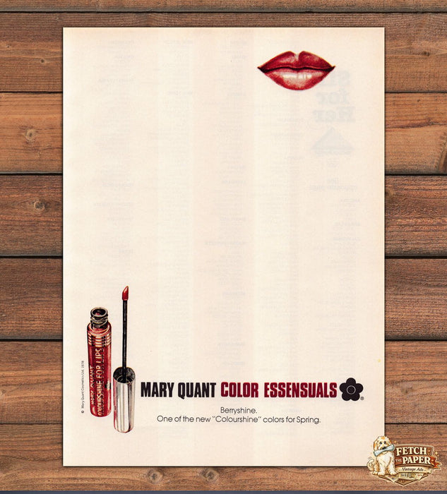 Mary Quant Color Essensuals Berryshine Lip Gloss Red Lips Print Ad 1978 1970s