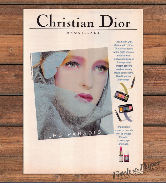 Christian Dior Les Paradis Makeup Butterfly Pastel Eyeshadow Print Ad 1985 1980s