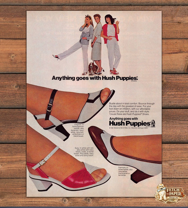 Hush Puppies Anything Goes Women High Heels Feet 1980s Magazine Print Ad 1981