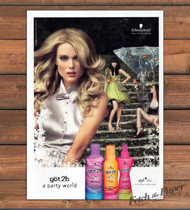 Got2b Schwarzkopf A Party World Styltini Blonde Curls Print Ad 2008 2000s