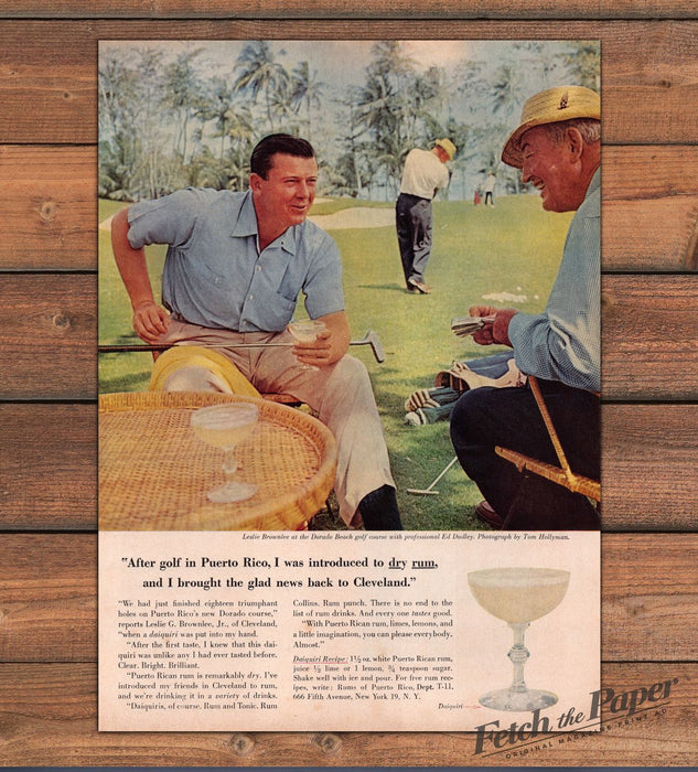 Puerto Rican Rum Leslie Brownlee Golf Pro Ed Dudley Daiquiri Print Ad 1959 1950s