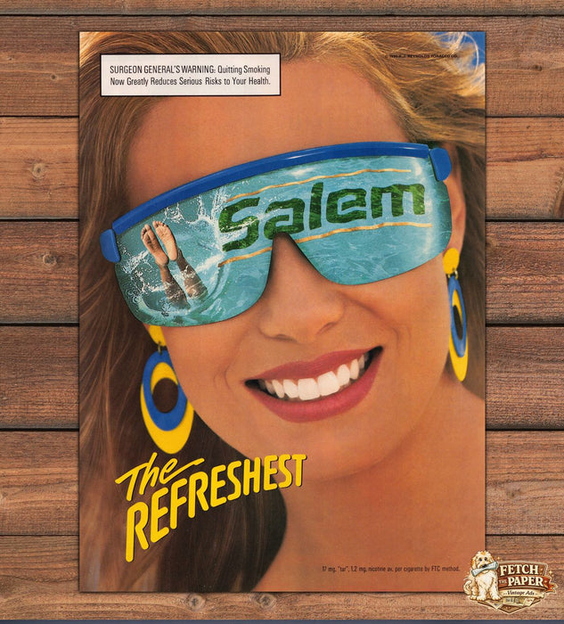 Salem The Refreshest Sunglasses Reflection Pool Feet Print Ad 1990 1990s