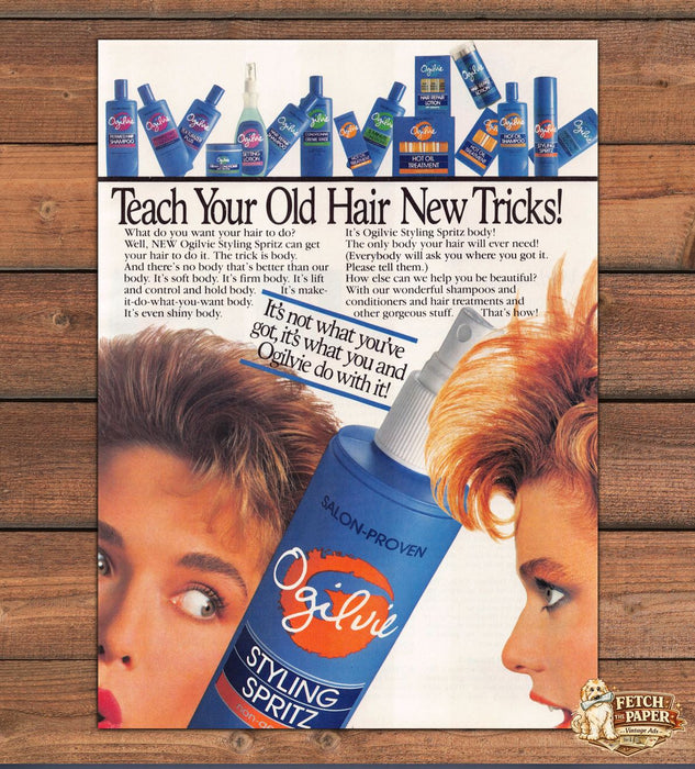 Ogilvie Styling Spritz Big Hair Teach Old Hair New Tricks Print Ad 1988 1980s