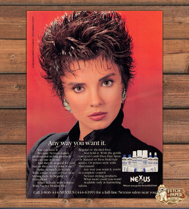 Nexxus Any Way You Want It Spiky Hair Red Background Print Ad 1991 1990s