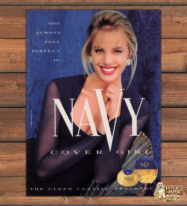 Cover Girl Navy Perfume Clean Classic Smiling Sheer Sleeves Print Ad 1990 1990s