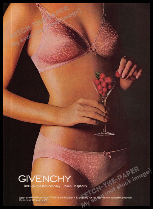 Givenchy Indulge French Raspberry Lingerie 1980s Magazine Print Ad 1981