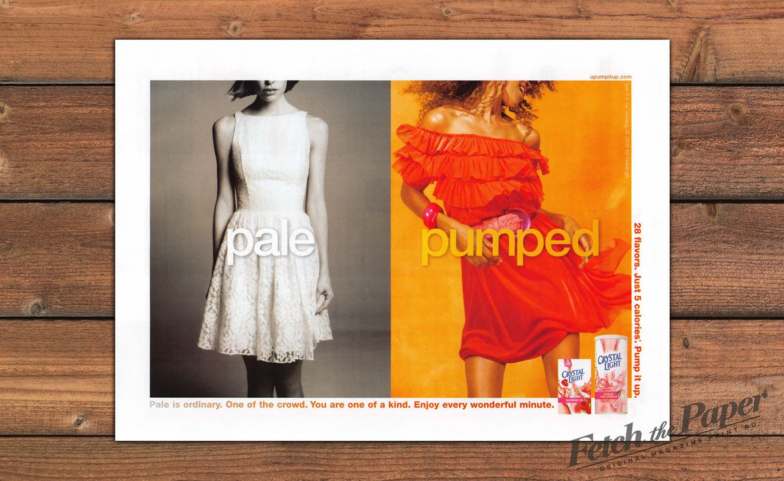 Crystal Light Pale Pumped Pink Lemonade Red Ruffle Dress Print Ad 2008 2000s