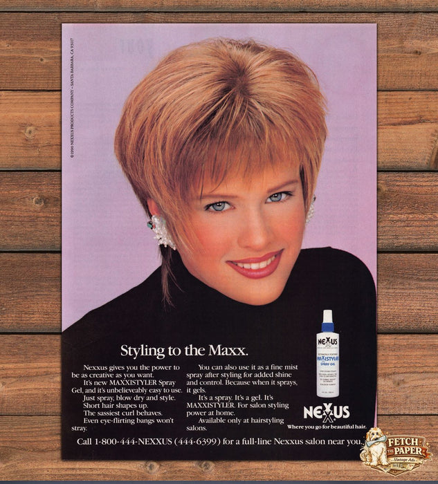 Nexxus Maxxistyler Styling to the Maxx Short Hair Print Ad 1990 1990s