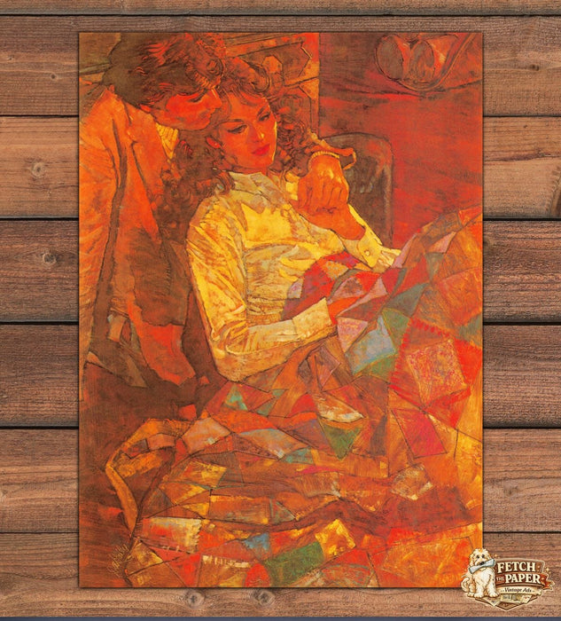 Don Daily “The Tie that Binds” Magazine Illustration Couple Quilt 1983 1980s
