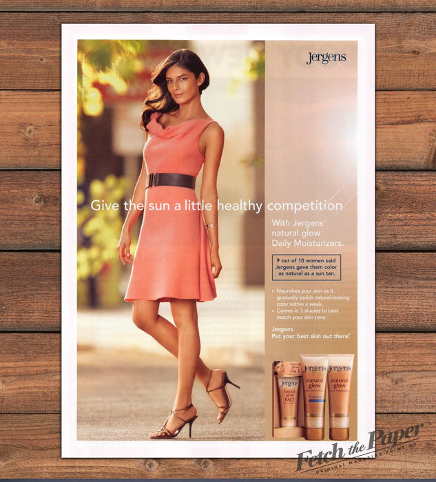 Jergens Natural Glow Legs Coral Dress High Heels Moisturizer Print Ad 2008 2000s