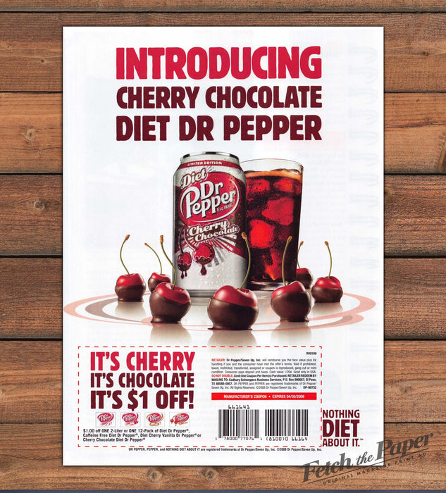 Diet Dr Pepper Cherry Chocolate Limited Edition Can Cherries Print Ad 2008 2000s