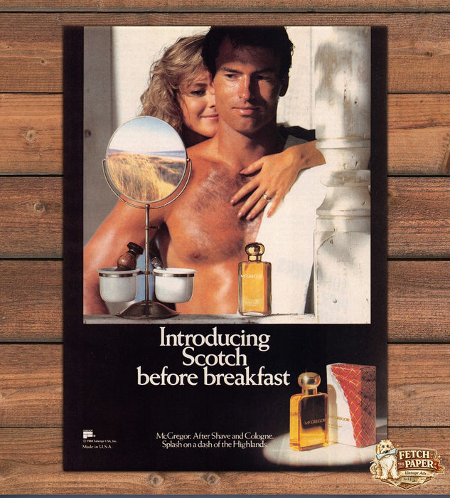 McGregor Scotch Before Breakfast Cologne Bare Chest Print Ad 1988 1980s