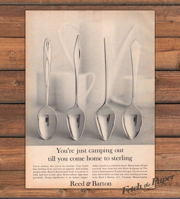 Reed & Barton Sterling Silver Spoons Camping Out Till Home Print Ad 1965 1960s