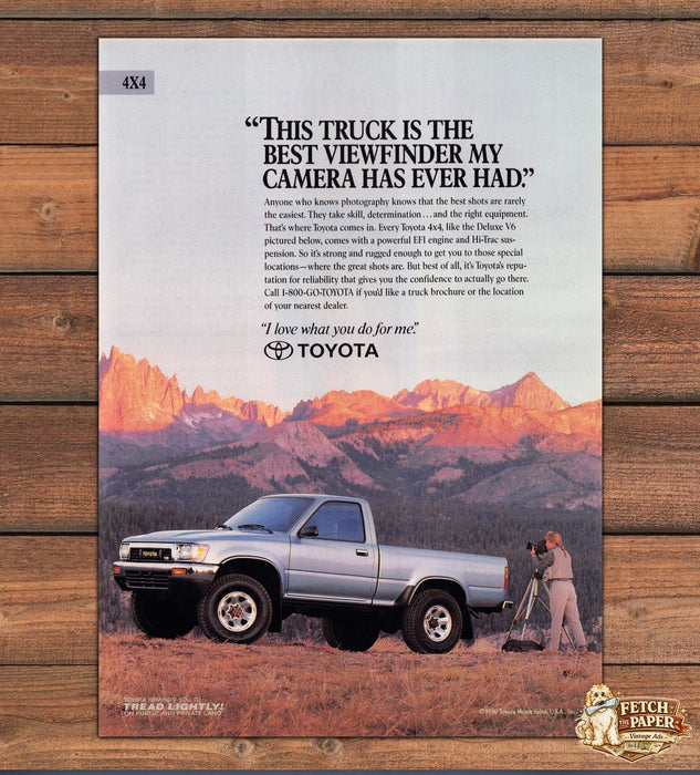 Toyota 4x4 Truck Best Viewfinder Photographer Mountains Print Ad 1990 1990s