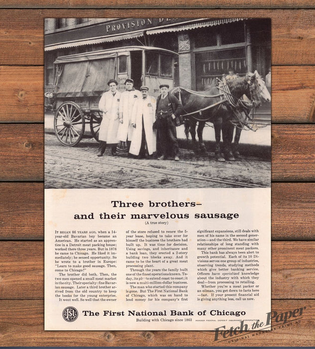 First National Bank Of Chicago Three Brothers Marvelous Print Ad 1959 1950s