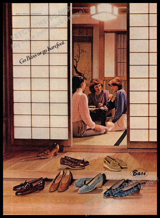 Bass Go Bass Or Go Barefoot Japanese Dining 1980s Magazine Print Ad 1981