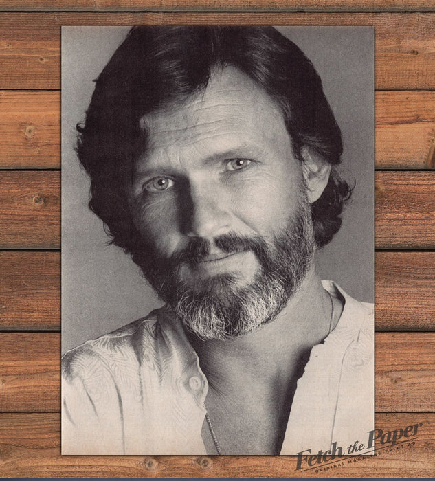 Kris Kristofferson Portrait Bearded Musician Actor Magazine Photo 1977 1970s
