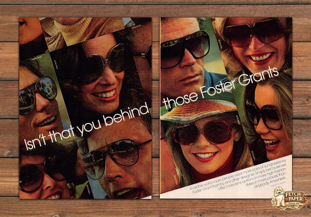 Foster Grant Isn't That You Behind Those Sunglasses Print Ad 1978 1970s (2 pgs)