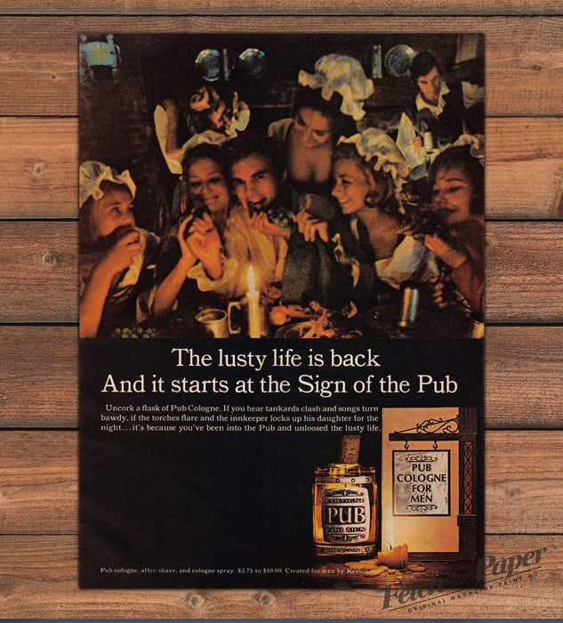 Revlon Pub Cologne for Men Tavern Wenches Sign of the Pub Print Ad 1965 1960s