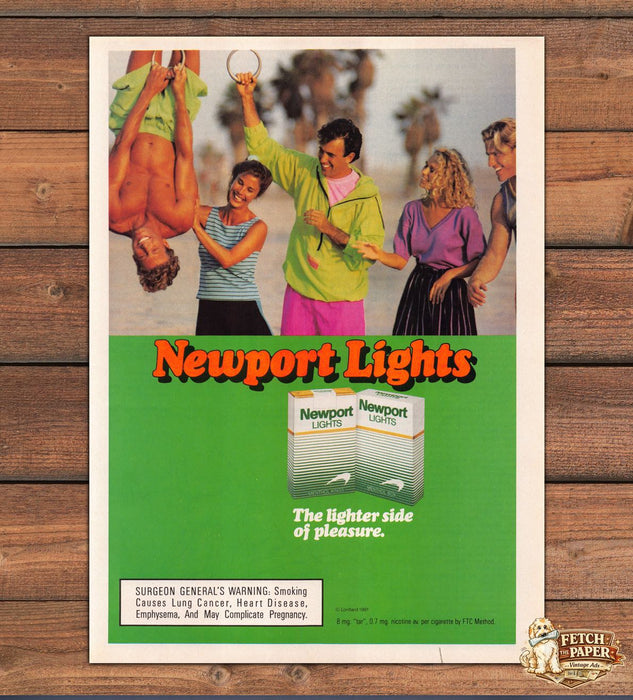 Newport Lights Lighter Side Pleasure Beach Rings Friends Print Ad 1991 1990s
