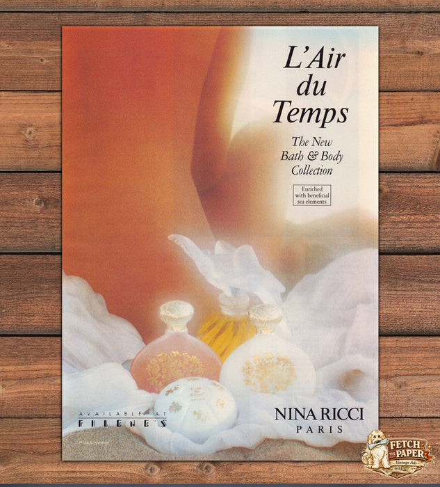 Nina Ricci L'Air du Temps Bath Body Collection Print Ad 1988 1980s