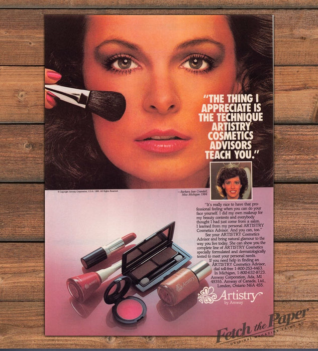 Artistry Amway Barbara Jean Crandall Miss Michigan 1984 Print Ad 1985 1980s