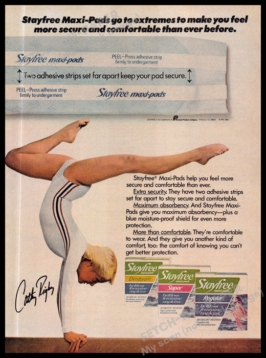 Stayfree Cathy Rigby Gymnast Beam 1980s Print Advertisement Ad 1981 Legs