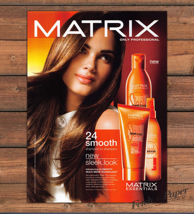 Matrix Sleek Look Lisalla Long Brown Hair Shampoo Print Ad 2008 2000s