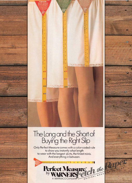 Warner's Perfect Measure Half Slips Color-Coded Ruler Legs Print Ad 1988 1980s