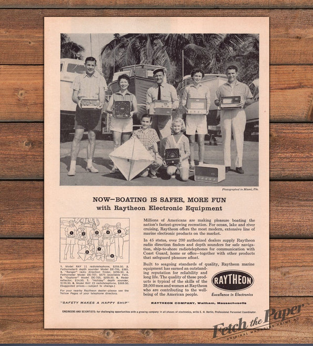 Raytheon Boating Safer More Fun Marine Electronics Family Print Ad 1959 1950s