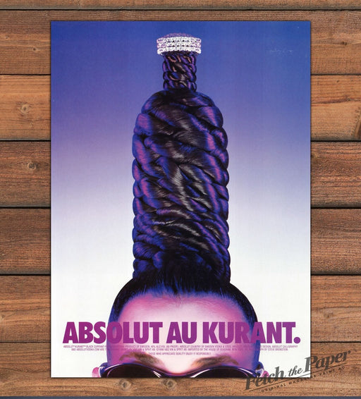 Absolut Au Kurant Hair-do Alcohol 1990s Print Advertisement Ad 1998