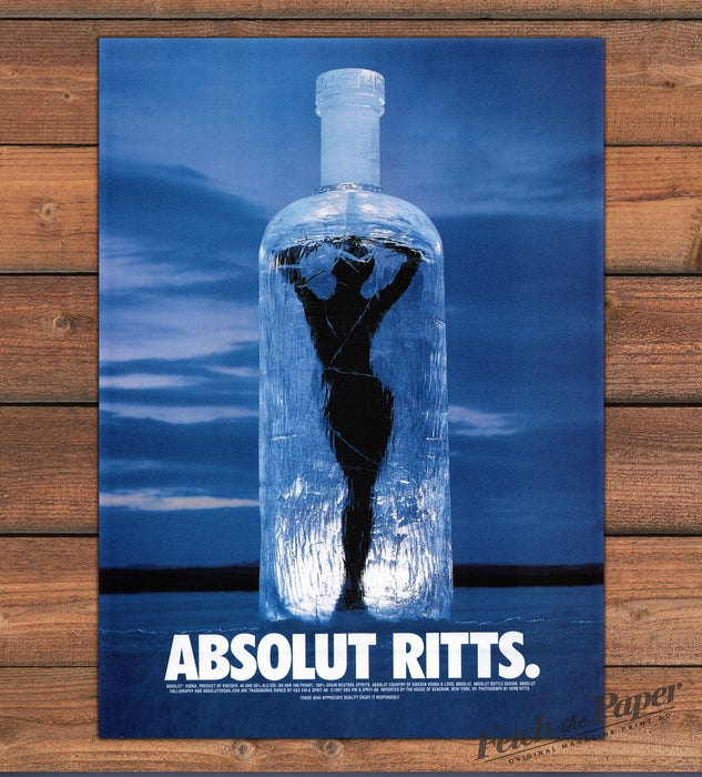 Absolut Ritts Vodka Ice Bottle Silhouette Herb Ritts Photo Print Ad 1997 1990s