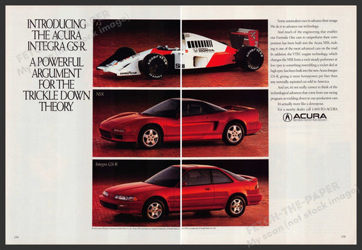 Acura NSX Car 1990s Print Advertisement Ad 1992 Formula One Fetch-the-Paper